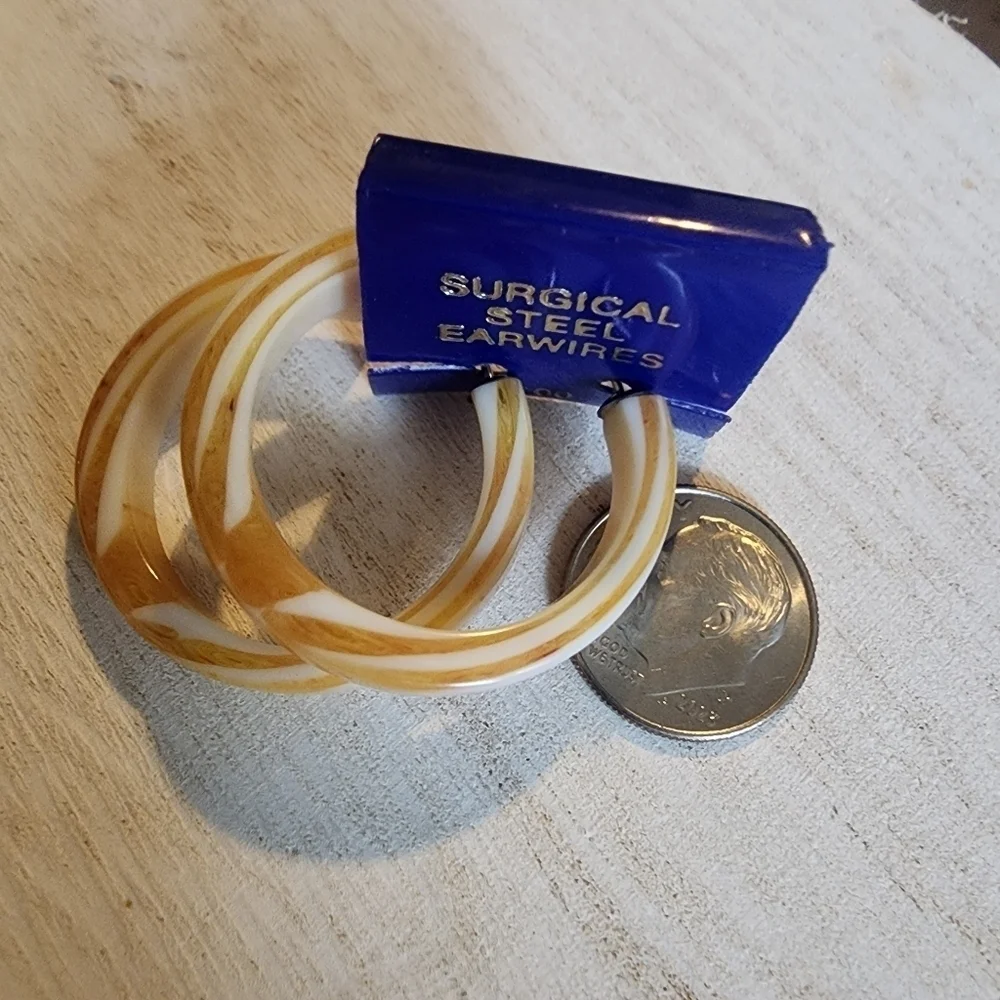 Vintage Swirl Hoop Earrings Surgical Steel Post.